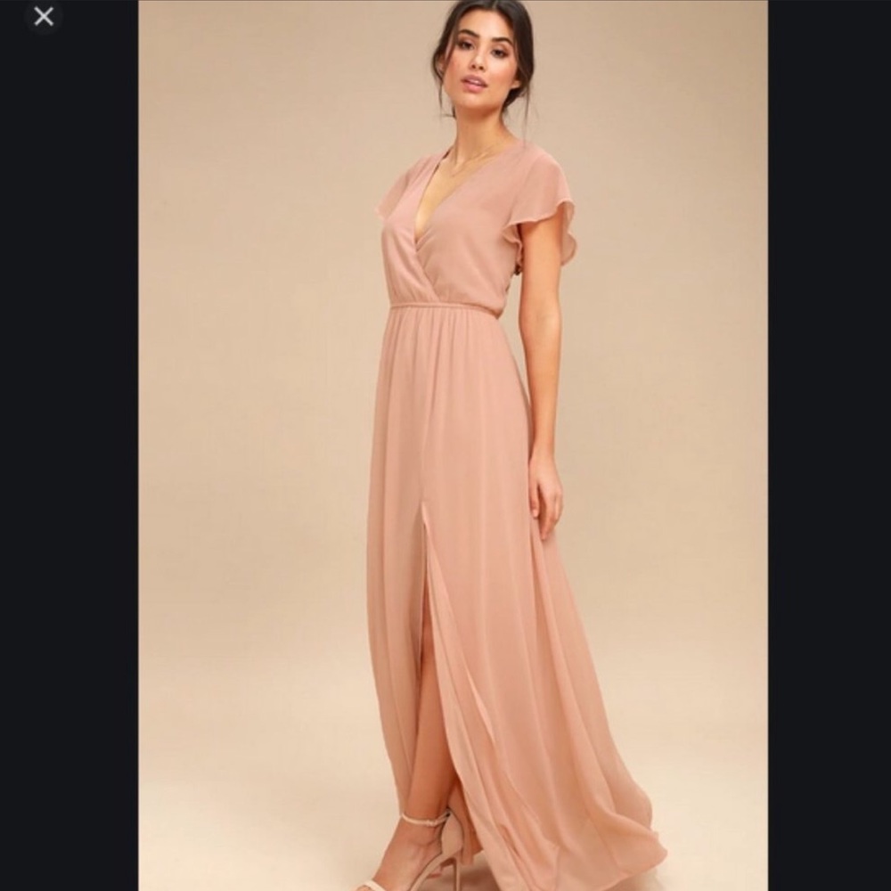 LULUS LOST IN THE MOMENT BLUSH MAXI DRESS